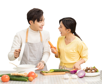 pngtree family housework couple cooking soup together in kitchen png image 6156727